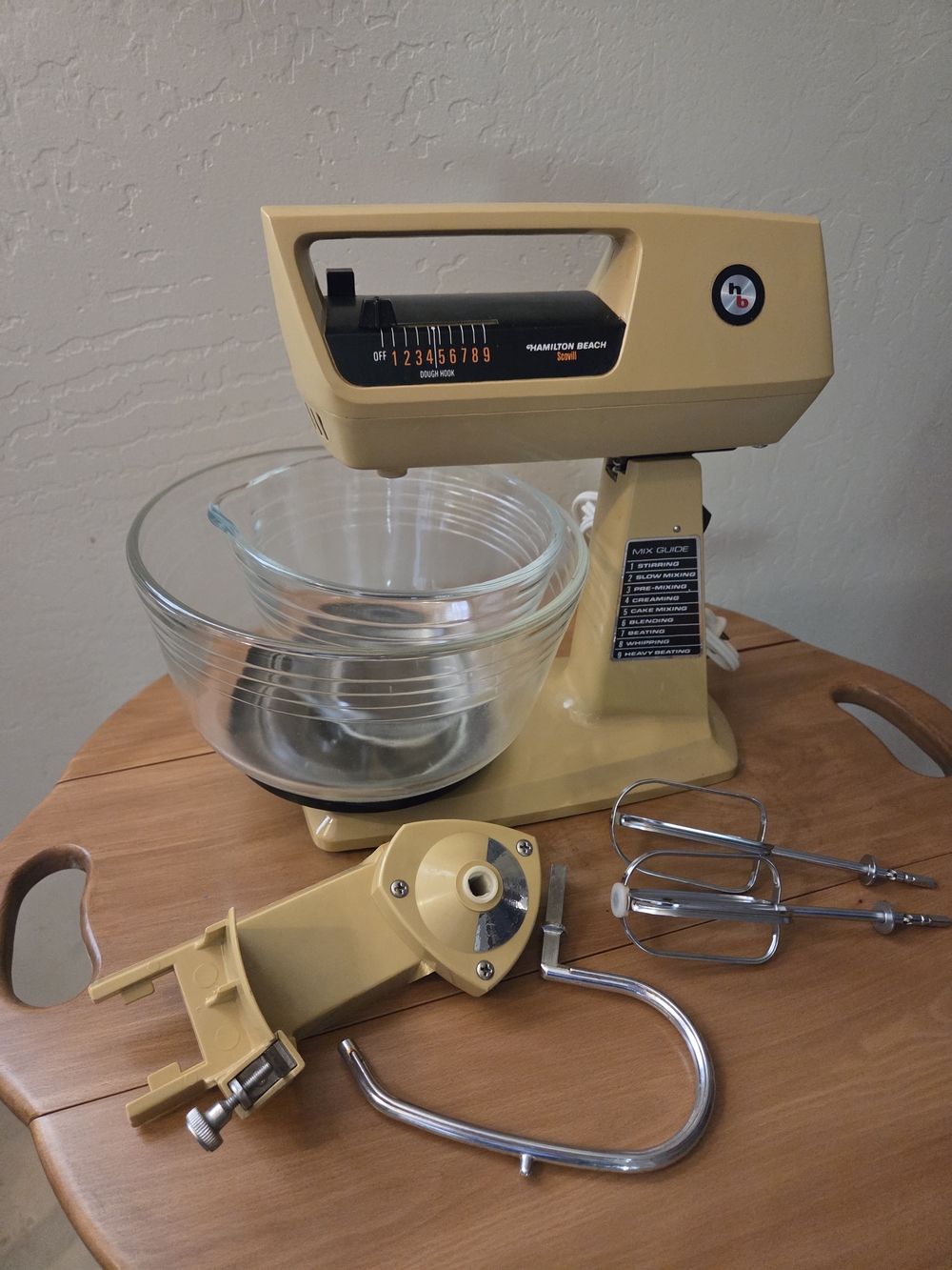 Hamilton Beach Vintage Yellow Stand Mixer with Glass Bowls And Dough Hook